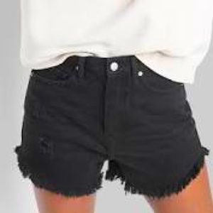 Ribbed black jean shorts